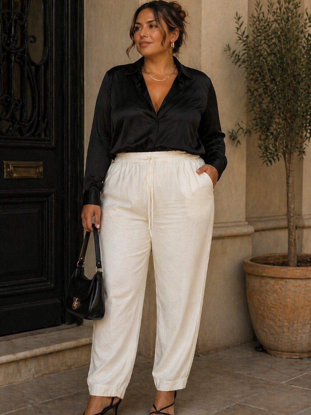 Ras Cream-White Relaxed Pants